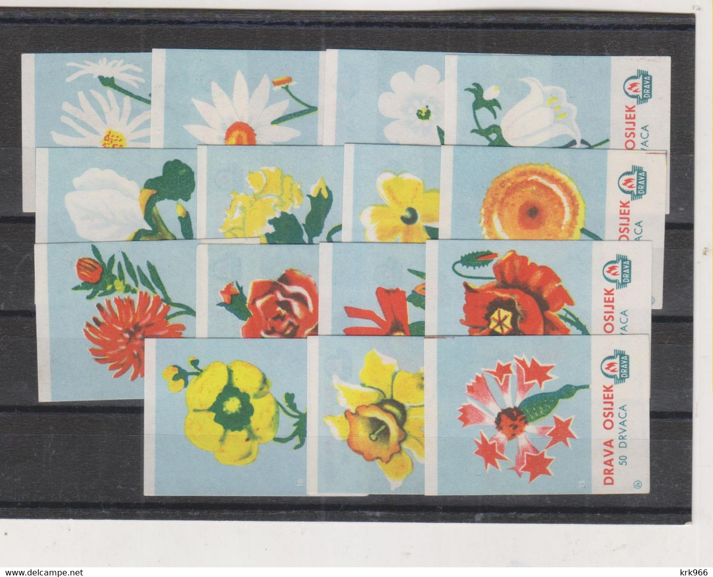 YUGOSLAVIA  Vintage Matchbox Labels Nice Set Fflora Flowers - Luciferdozen - Etiketten