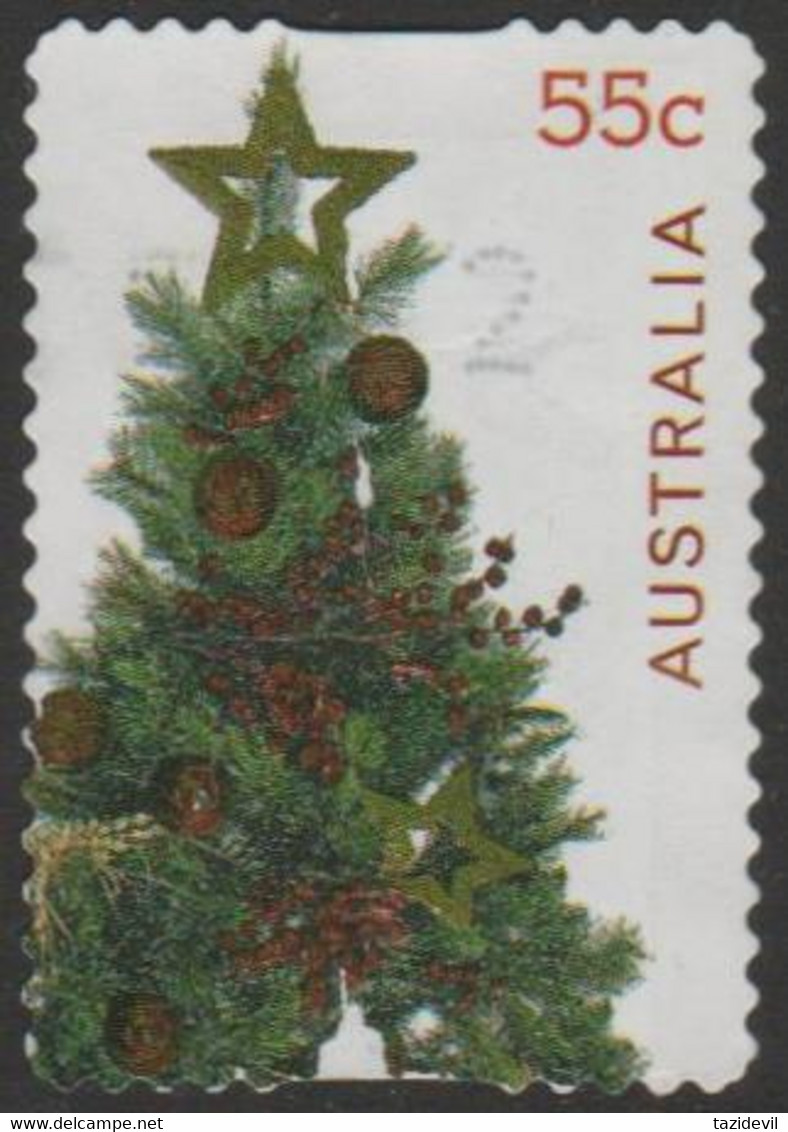 AUSTRALIA - DIE-CUT- USED 2011 55c Christmas - Tree - Embellished - Used Stamps