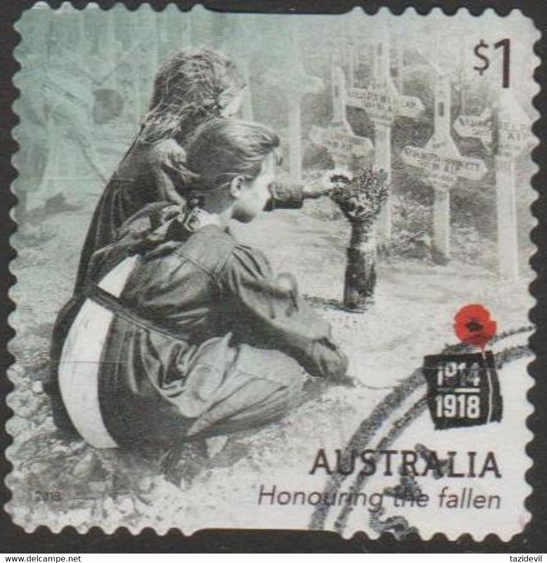 AUSTRALIA - DIE-CUT- USED 2018 $1.00 Centenary Of WWI 1918: Honouring The Fallen - Used Stamps