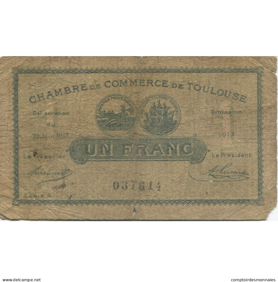 France, Toulouse, 1 Franc, 1917, B, Pirot:122-27 - Chambre De Commerce