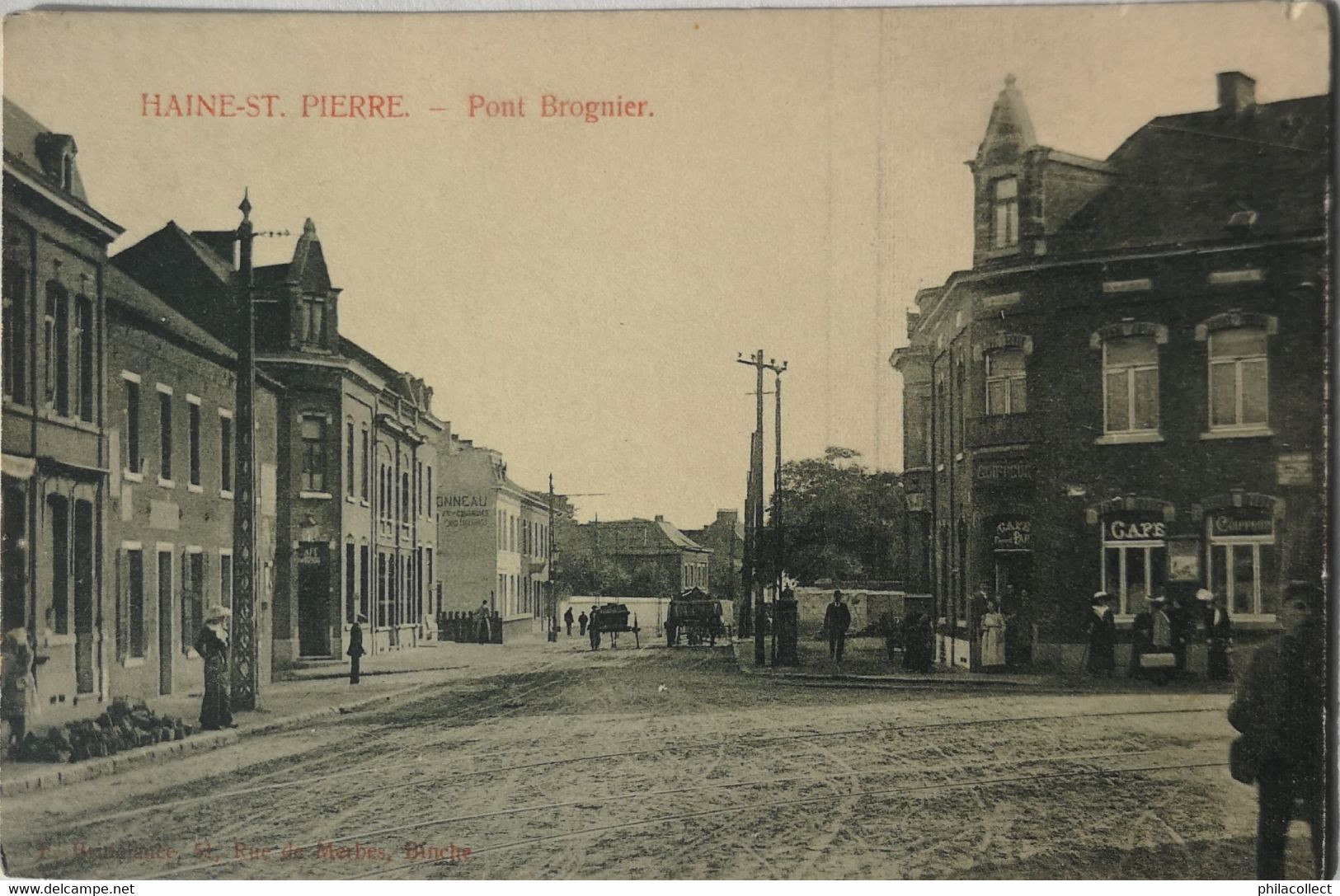 Haine Saint Pierre (La Louviere) Pont Brognier (animee - Cafe) 19?? - La Louviere