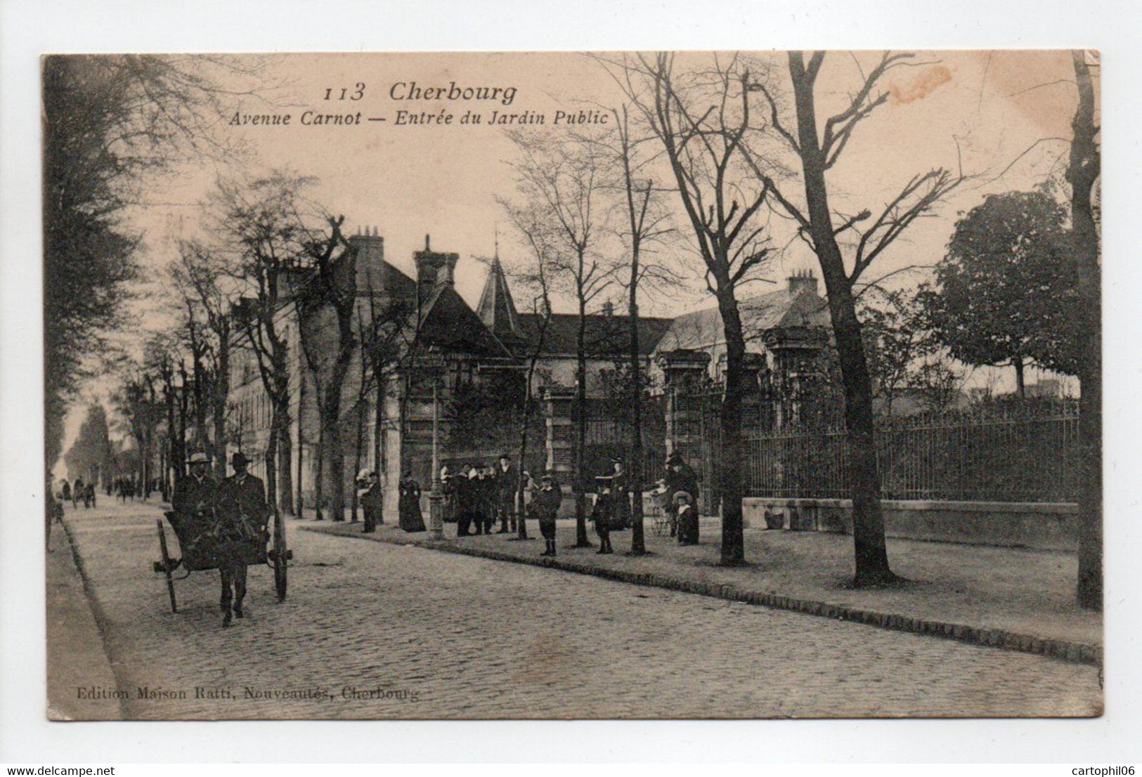 - CPA CHERBOURG (50) - Avenue Carnot 1907 - Entrée Du Jardin Public (belle Animation) - Edition Ratti 113 - - Cherbourg