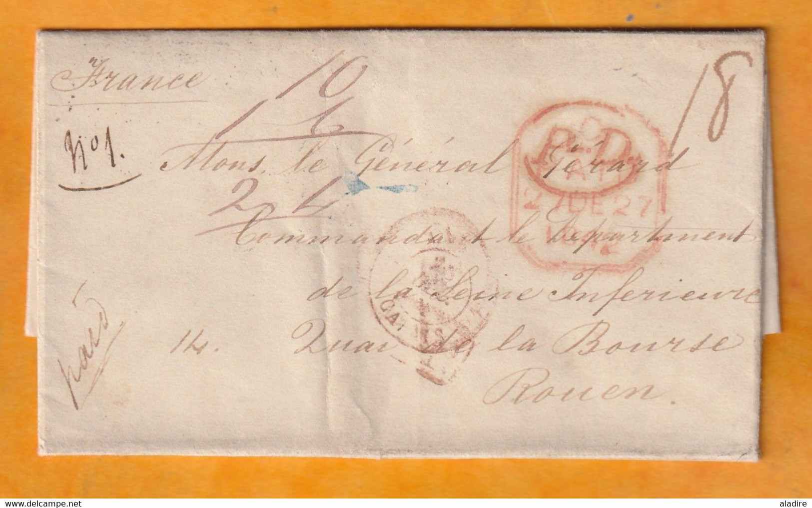 1847 - QV - Lettre Pliée Avec Corresp. De 3 P En Français De Kensington Vers Rouen, France - Port Payé En Angleterre - Marcophilie