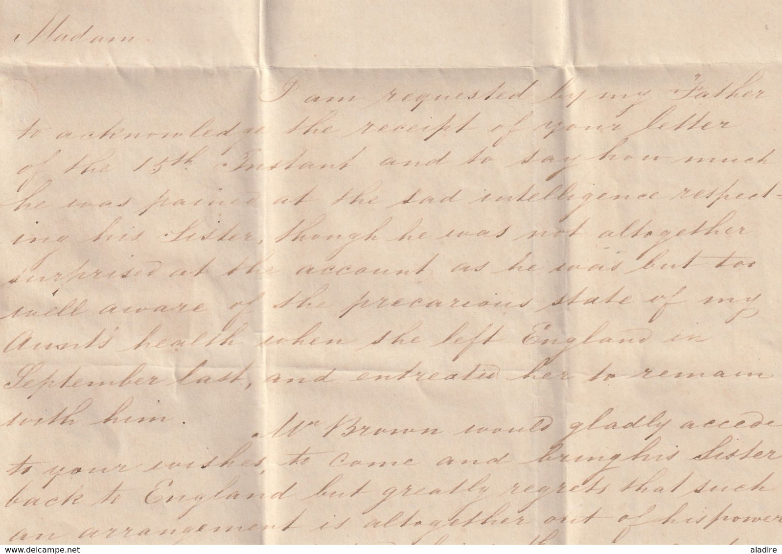 1847 - QV - Lettre pliée avec corresp. de 3 p en français de Kensington vers Rouen, France - Port Payé en Angleterre