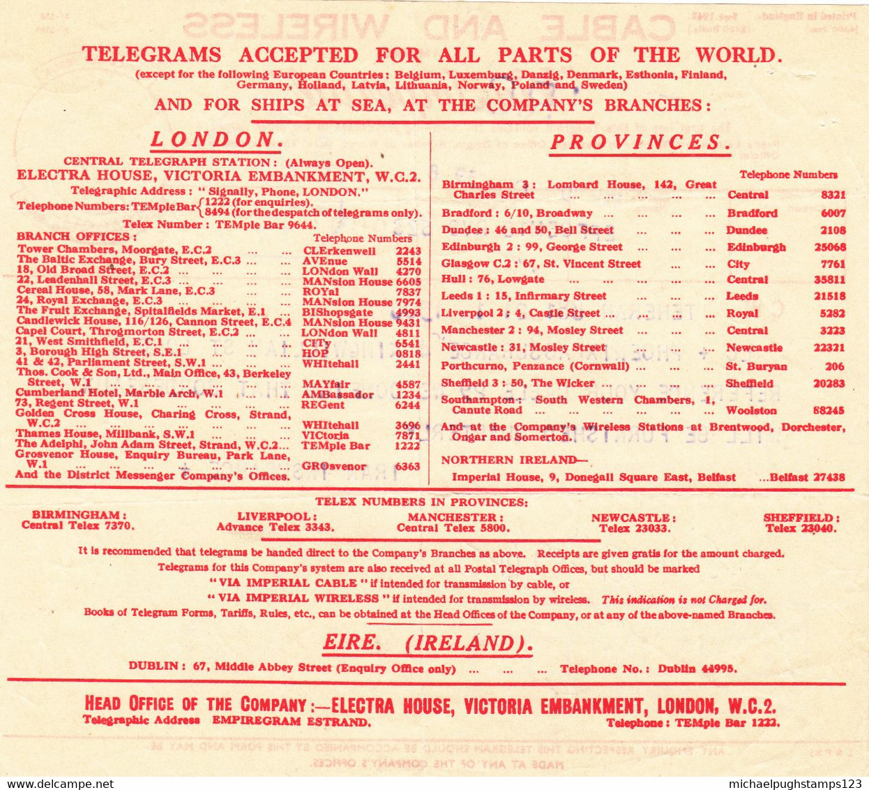 G.B. / Telegrams / Censorship / Cable + Wireless / Insurance - Zonder Classificatie