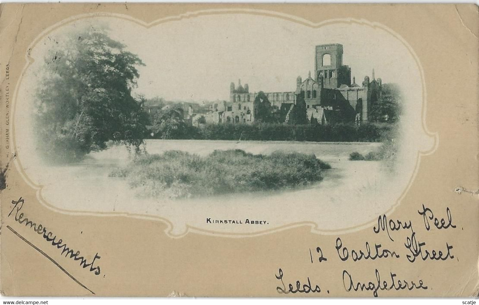 Kirkstall   -   Abbey.   -   Leeds   (Scheurtje Aan Rechterzijde)  -   1901   Naar   Saône-et-Loire - Leeds