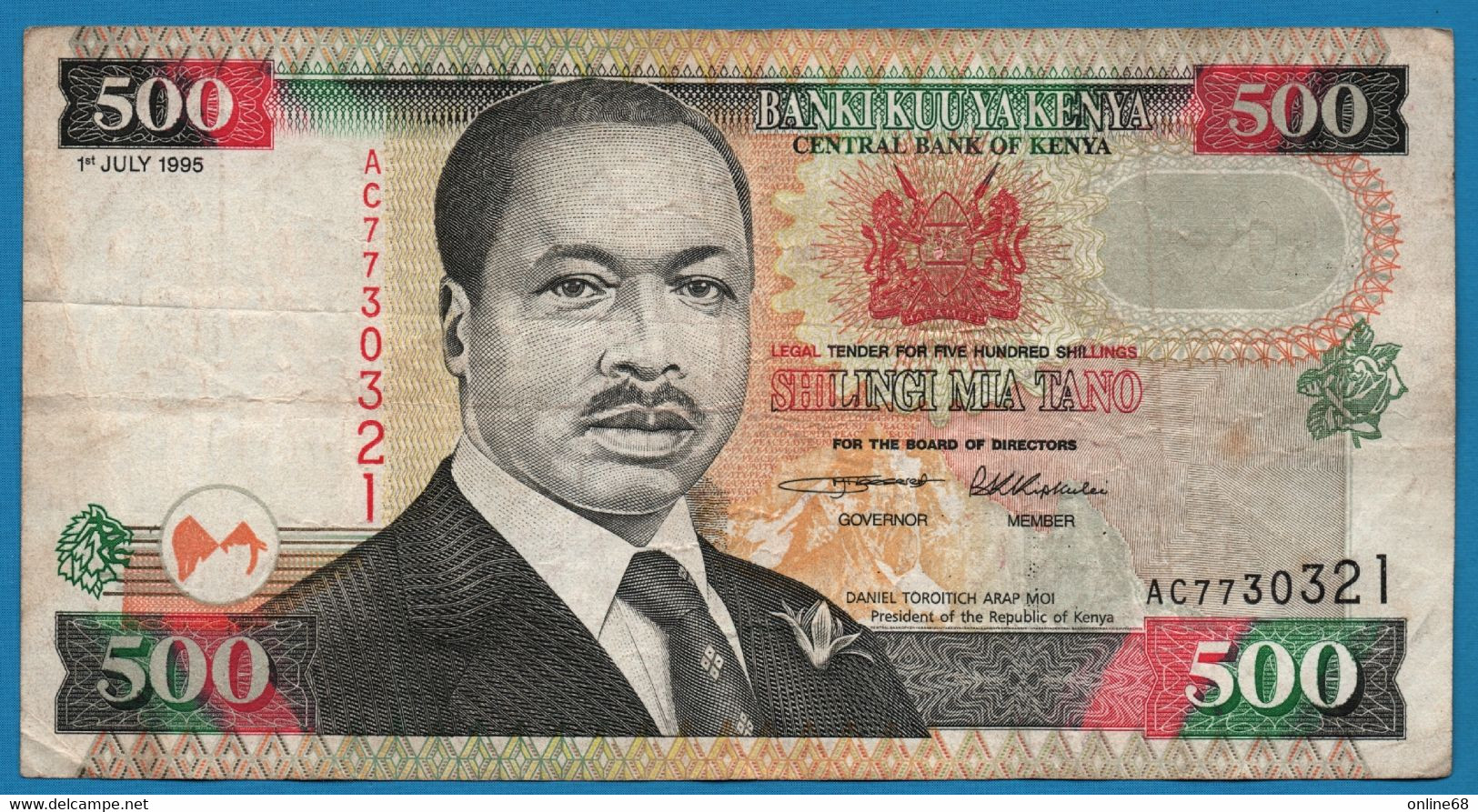 KENYA 500 SHILINGI 01.07.1995 # AC7730321 P# 33  President Daniel Toroitich Arap Moi - Kenya