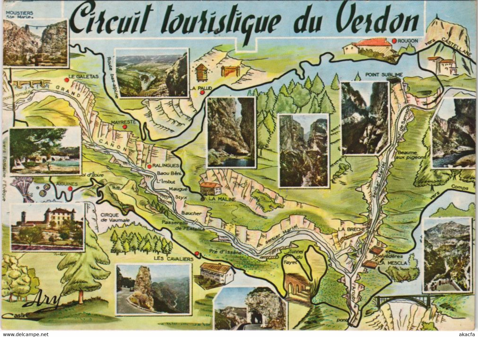 CPM Circuit Touristique Des Gorges Du Verdon - Map - Scenes (1209796) - Autres & Non Classés