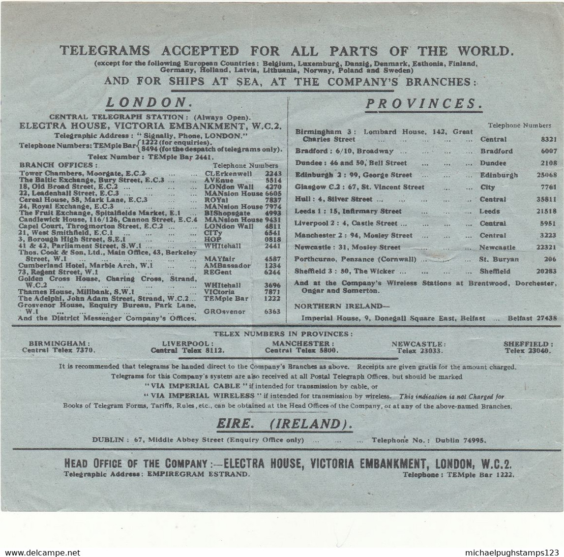 G.B. / Telegrams / Censorship / Cable + Wireless / Insurance / Egypt - Non Classificati