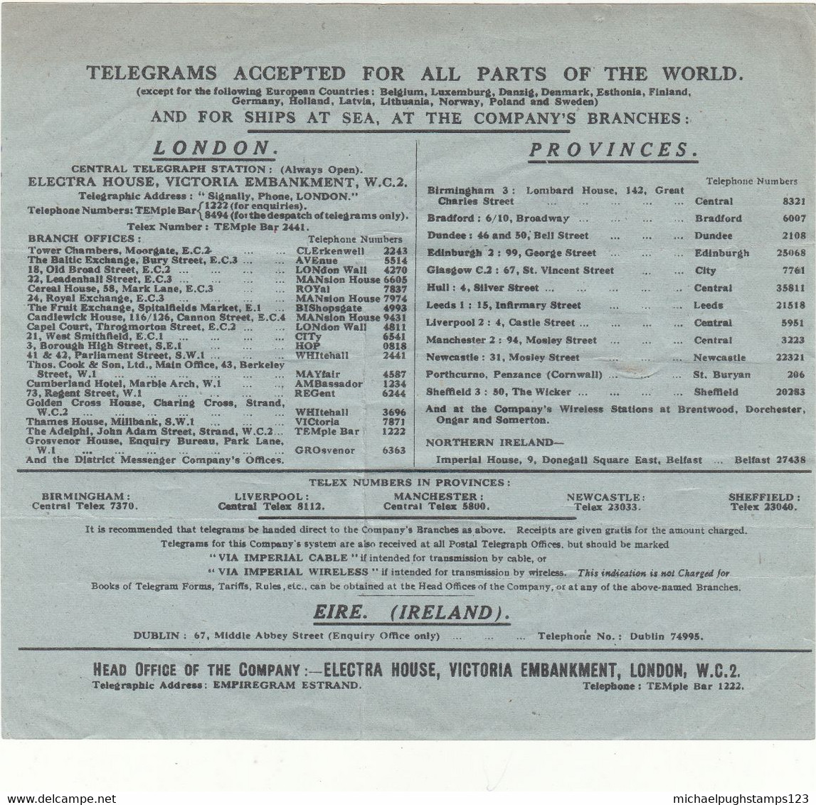 G.B. / Telegrams / Censorship / Cable + Wireless / Insurance / Egypt - Unclassified