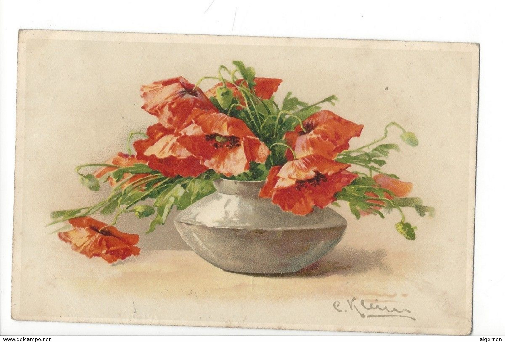 30144 - Catharina Klein Vase Avec Bouquet De Pavots + Cachet Salavaux 1912 - Klein, Catharina