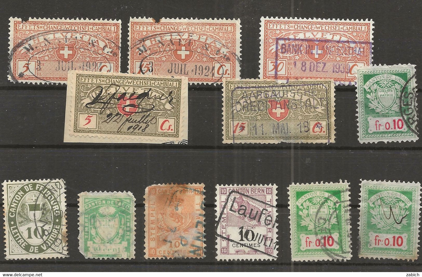 FISCAUX SUISSE CANTON DE BERN  VAUD - Revenue Stamps