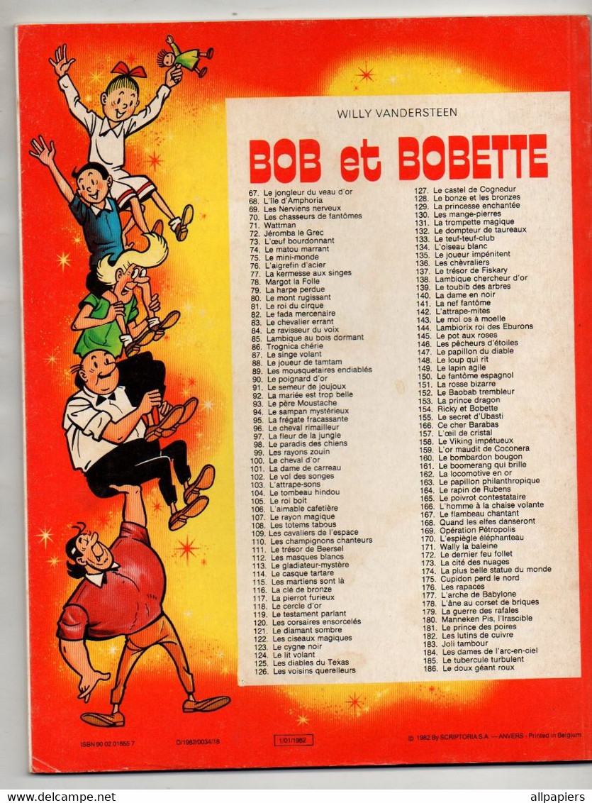 Bande Dessinée Souple édition Originale Bob Et Bobette N°186 Le Doux Géant Roux De 1982 Par W. Vandersteen - Bob Et Bobette