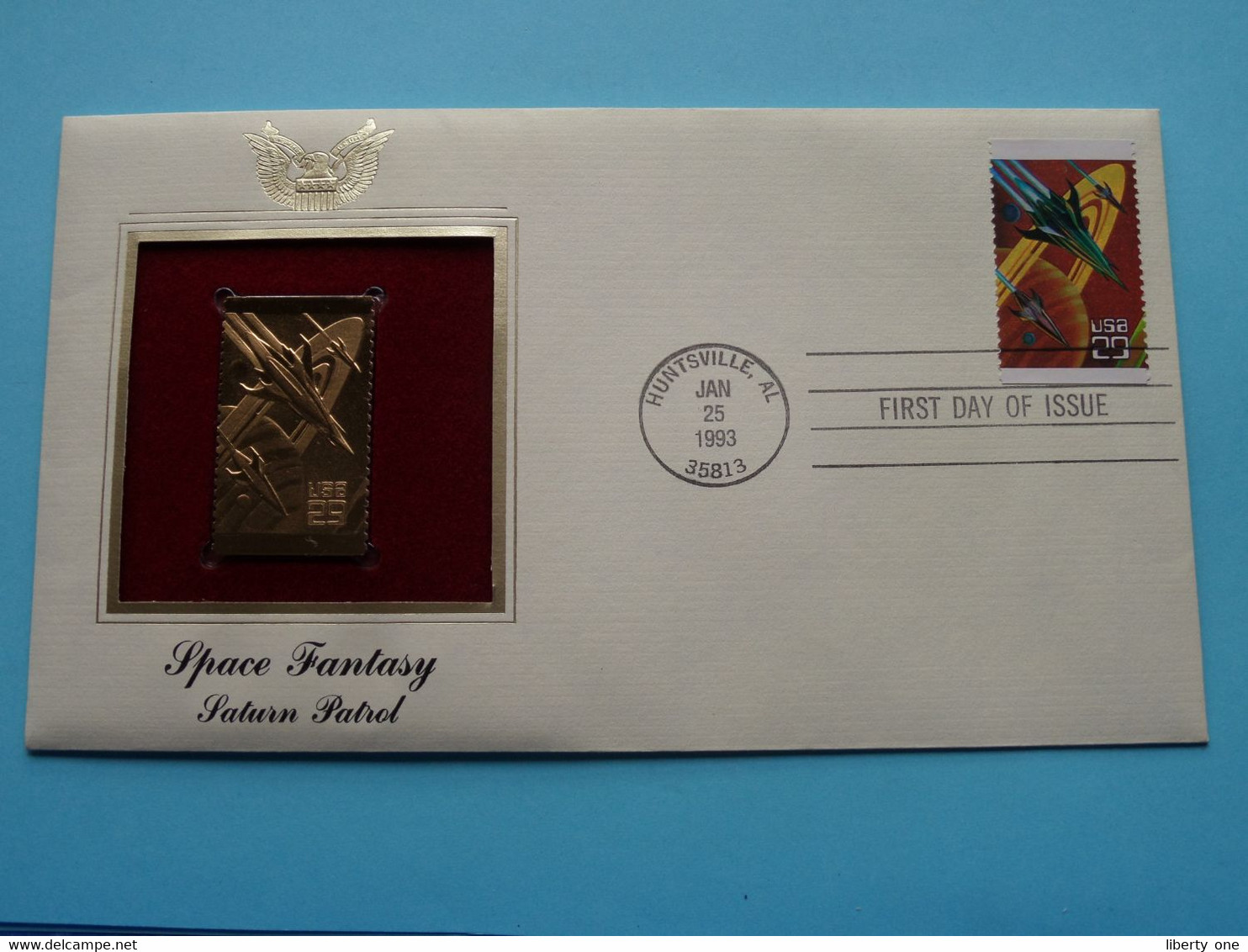 SPACE FANTASY - SATURN PATROL ( 22kt Gold Stamp Replica ) First Day Of Issue 1993 > HUNTSVILLE, Al, USA ! - 1991-2000