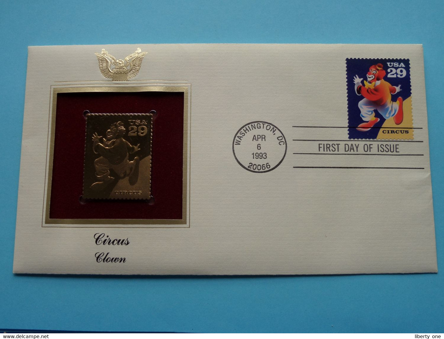 CIRCUS - CLOWN ( 22kt Gold Stamp Replica ) First Day Of Issue 1993 > USA ! - 1991-2000