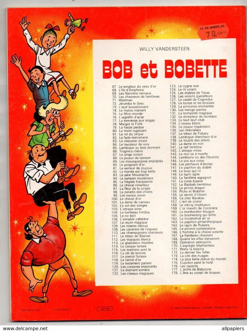 Bande Dessinée Souple Réédition Bob Et Bobette N°163 Le Papillon Philanthropique De 1980 Par W. Vandersteen - Suske En Wiske