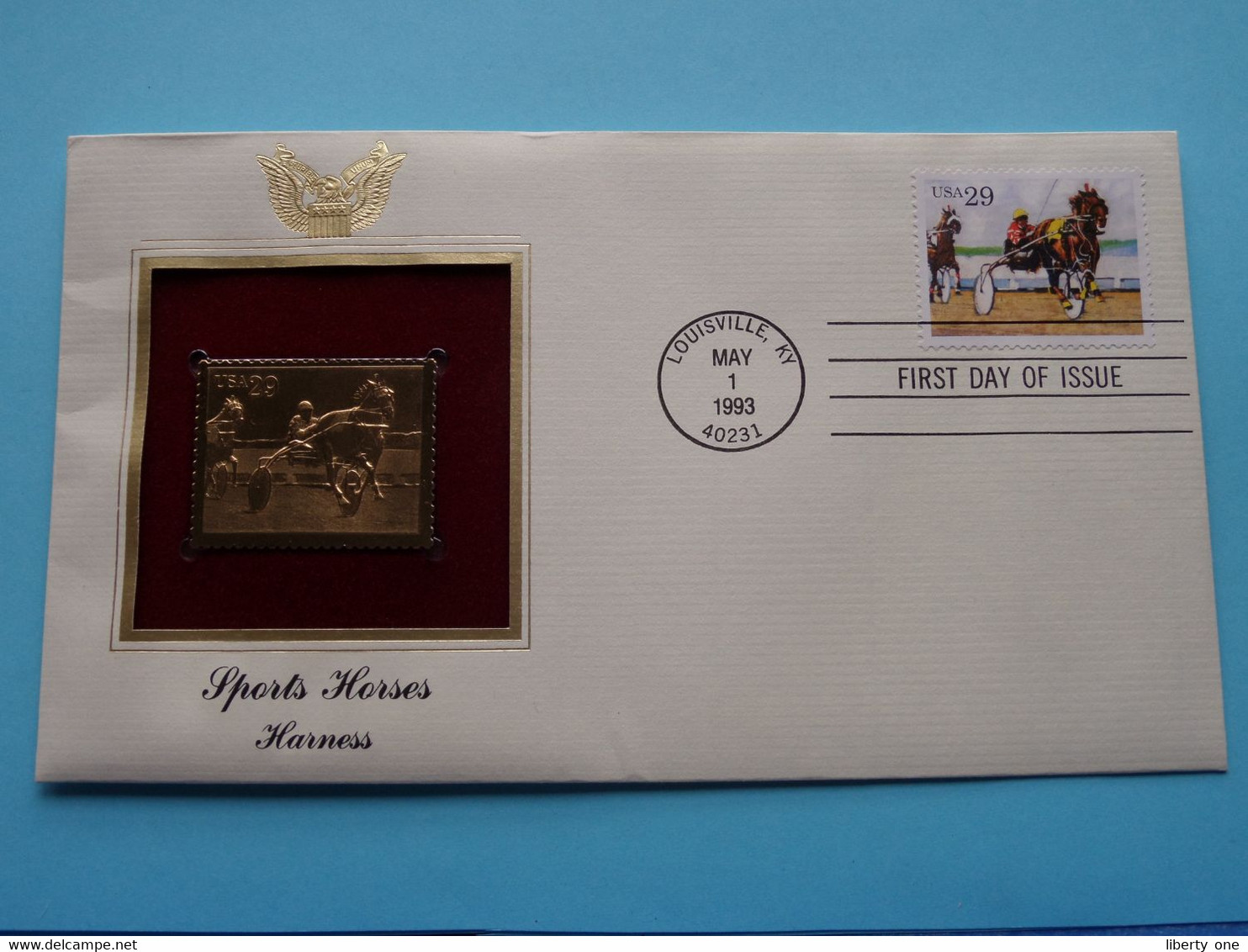 SPORTS HORSES - HARNESS ( 22kt Gold Stamp Replica ) First Day Of Issue 1993 > USA ! - 1991-2000