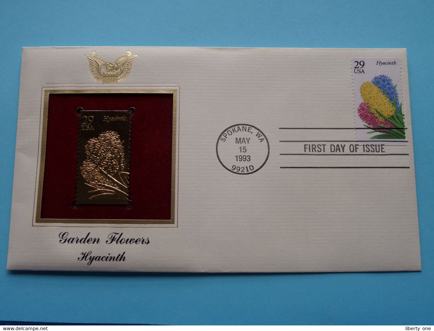 GARDEN FLOWERS - HYACINTH ( 22kt Gold Stamp Replica ) First Day Of Issue 1993 > USA ! - 1991-2000