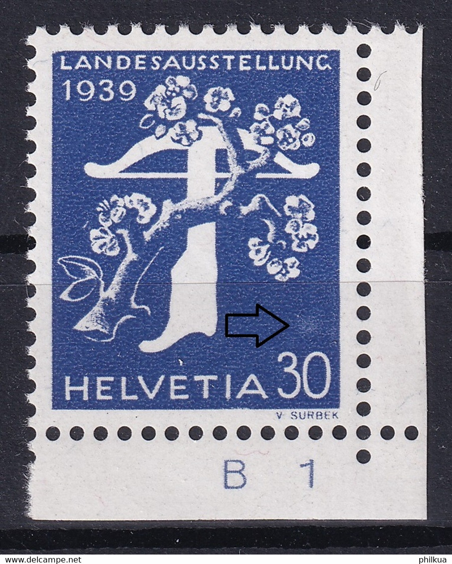 Zumstein 231By.2.02, / Michel 347 - Heller Fleck über 30 - Postfrisch/**/MNH - Variétés