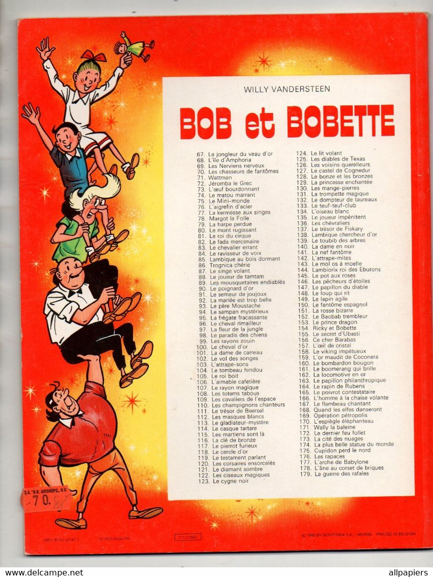 Bande Dessinée Souple Réédition Bob Et Bobette N°107 Le Rayon Magique De 1980 Par W. Vandersteen - éditions Erasme - Suske En Wiske