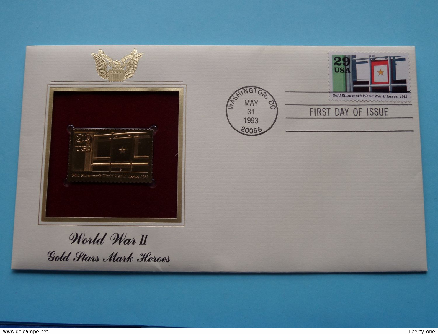 WORLD WAR II - GOLD STARS MARK HEROES ( 22kt Gold Stamp Replica ) First Day Of Issue 1993 > USA ! - 1991-2000