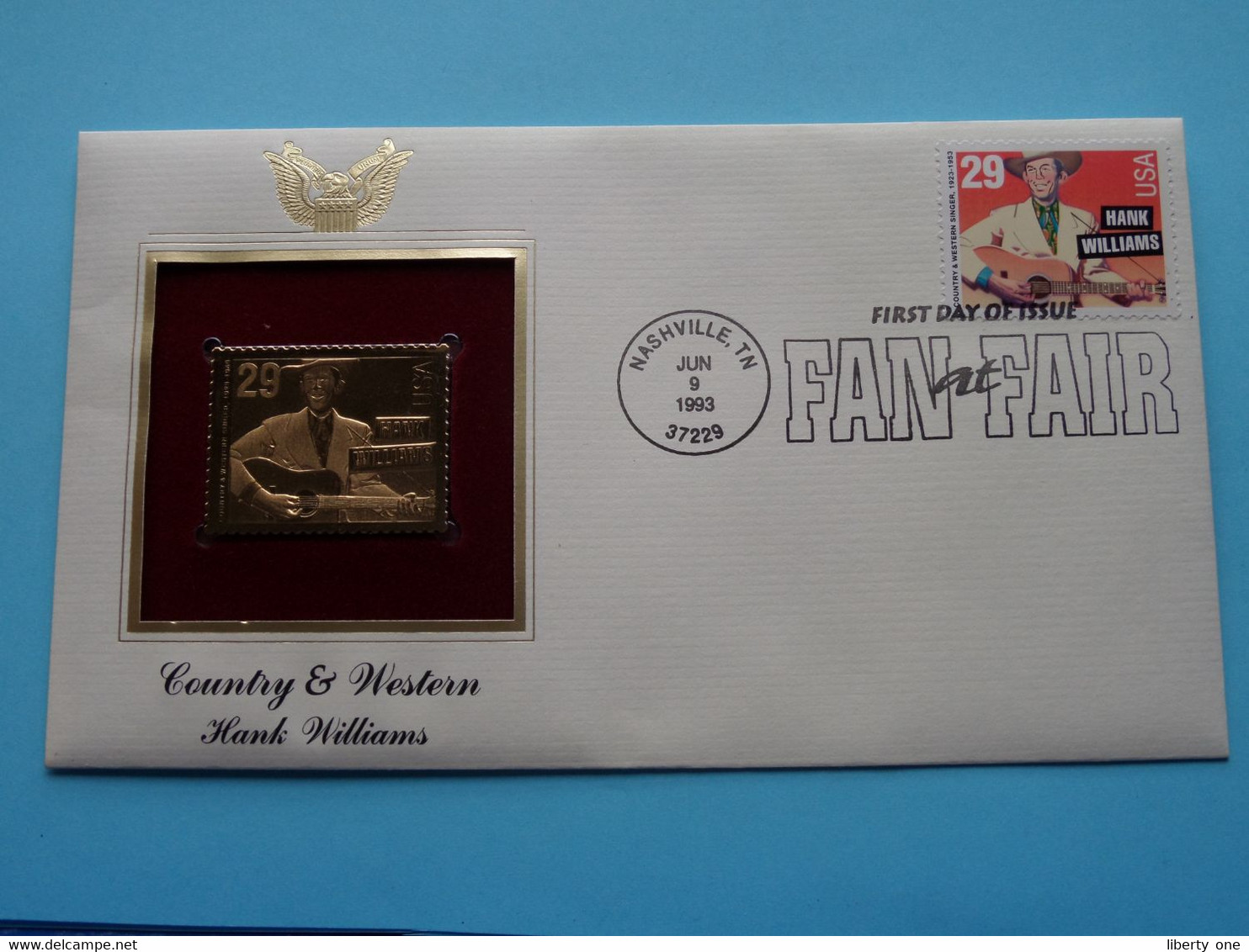 COUNTRY & WESTERN - HANK WILLIAMS ( 22kt Gold Stamp Replica ) First Day Of Issue 1993 > USA ! - 1991-2000