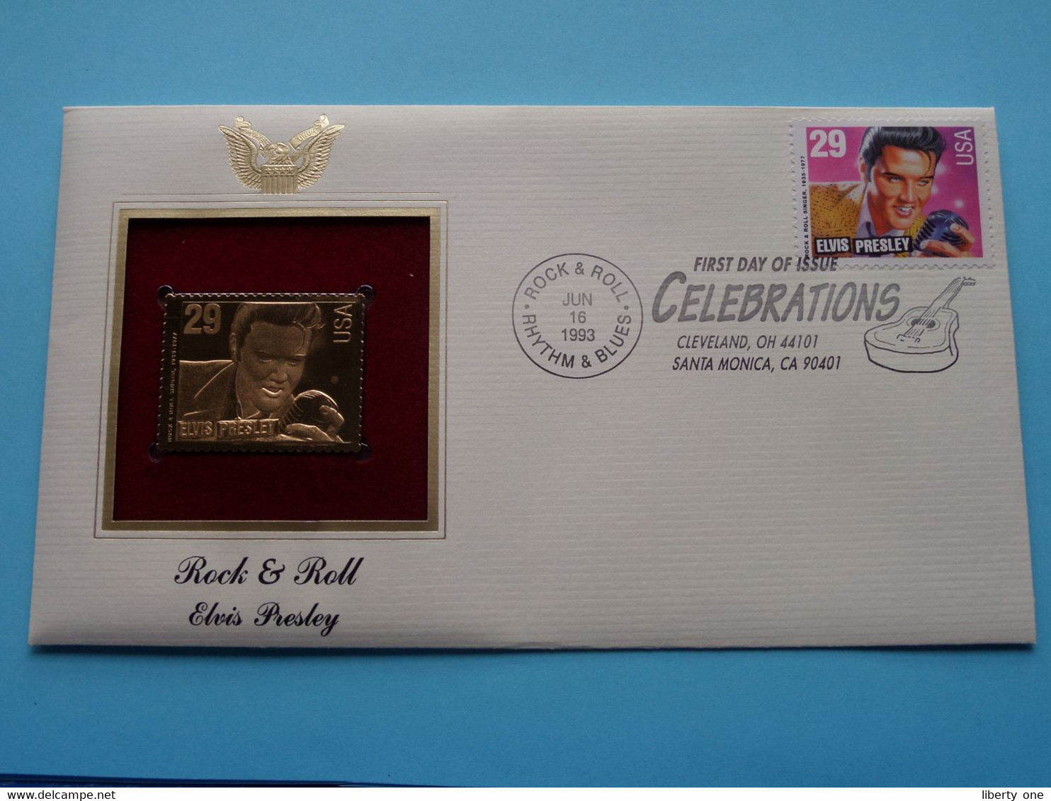 ROCK & ROLL - ELVIS PRESLEY ( 22kt Gold Stamp Replica ) First Day Of Issue 1993 > USA ! - 1991-2000