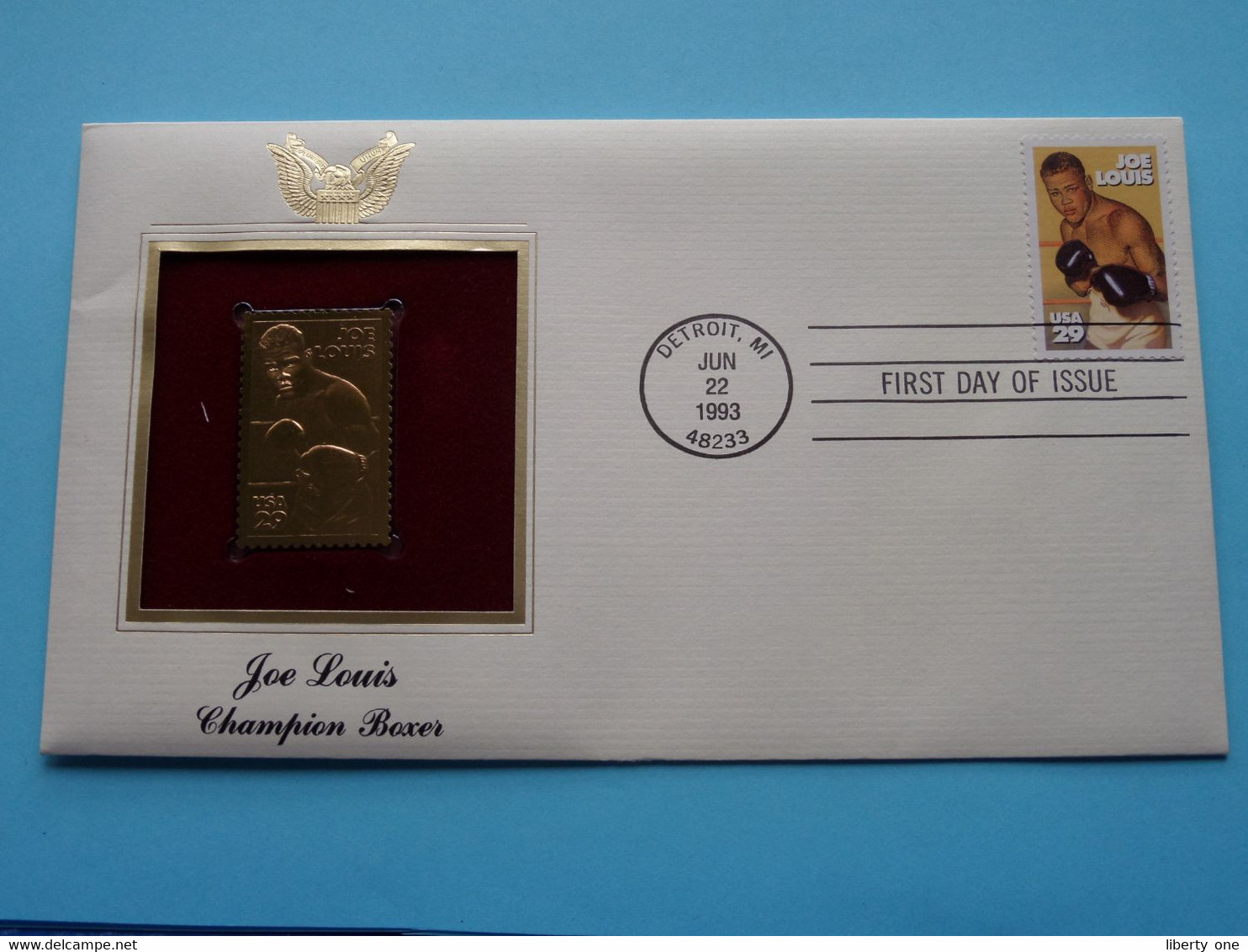 CHAMPION BOXER - JOE LOUIS ( 22kt Gold Stamp Replica ) First Day Of Issue 1993 > USA ! - 1991-2000