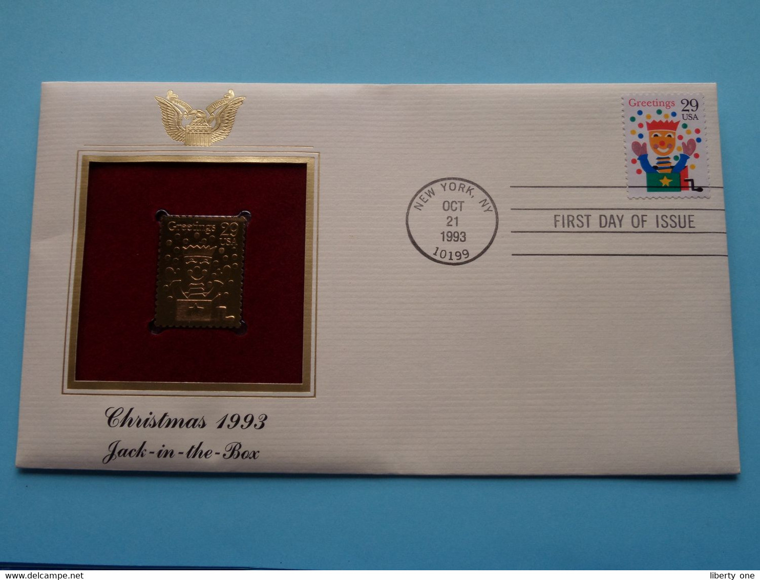 CHRISTMAS 1993 - JACK-IN-THE-BOX ( 22kt Gold Stamp Replica ) First Day Of Issue 1993 > USA ! - 1991-2000