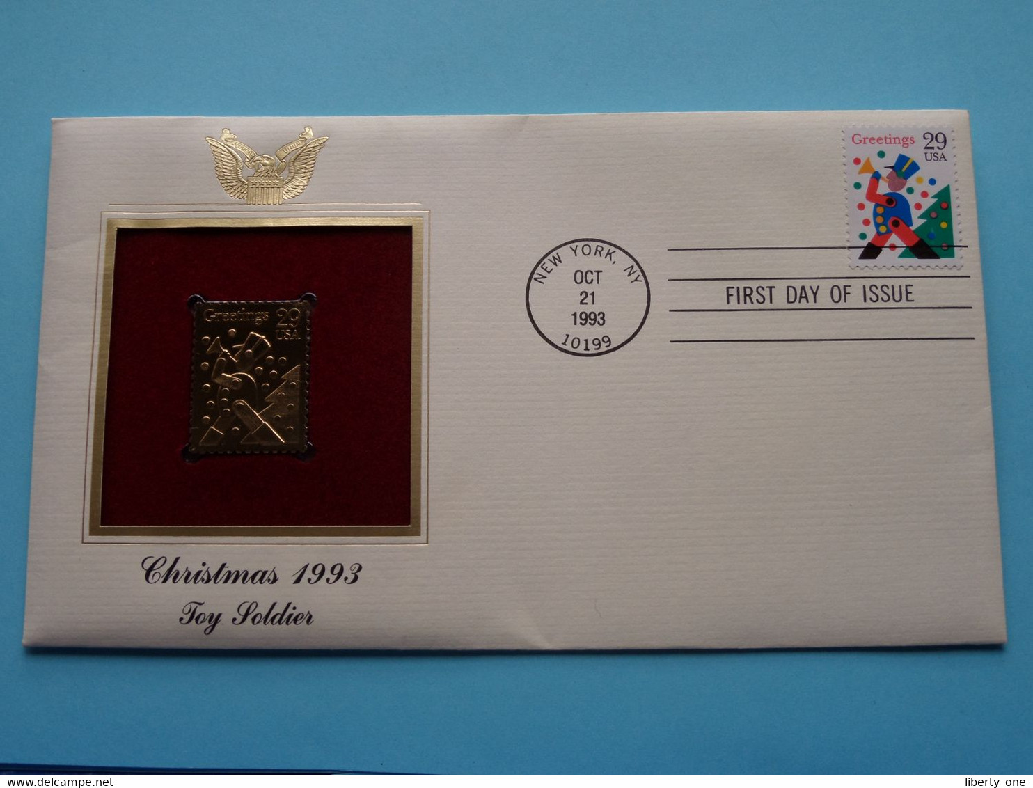 CHRISTMAS 1993 - TOY SOLDIER ( 22kt Gold Stamp Replica ) First Day Of Issue 1993 > USA ! - 1991-2000