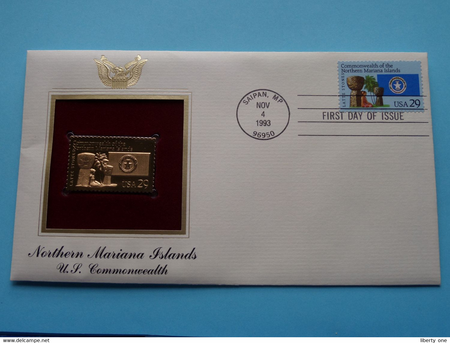 NORTHERN MARIANA ISLANDS - U.S. COMMONWEALTH ( 22kt Gold Stamp Replica ) First Day Of Issue 1993 > USA ! - 1991-2000