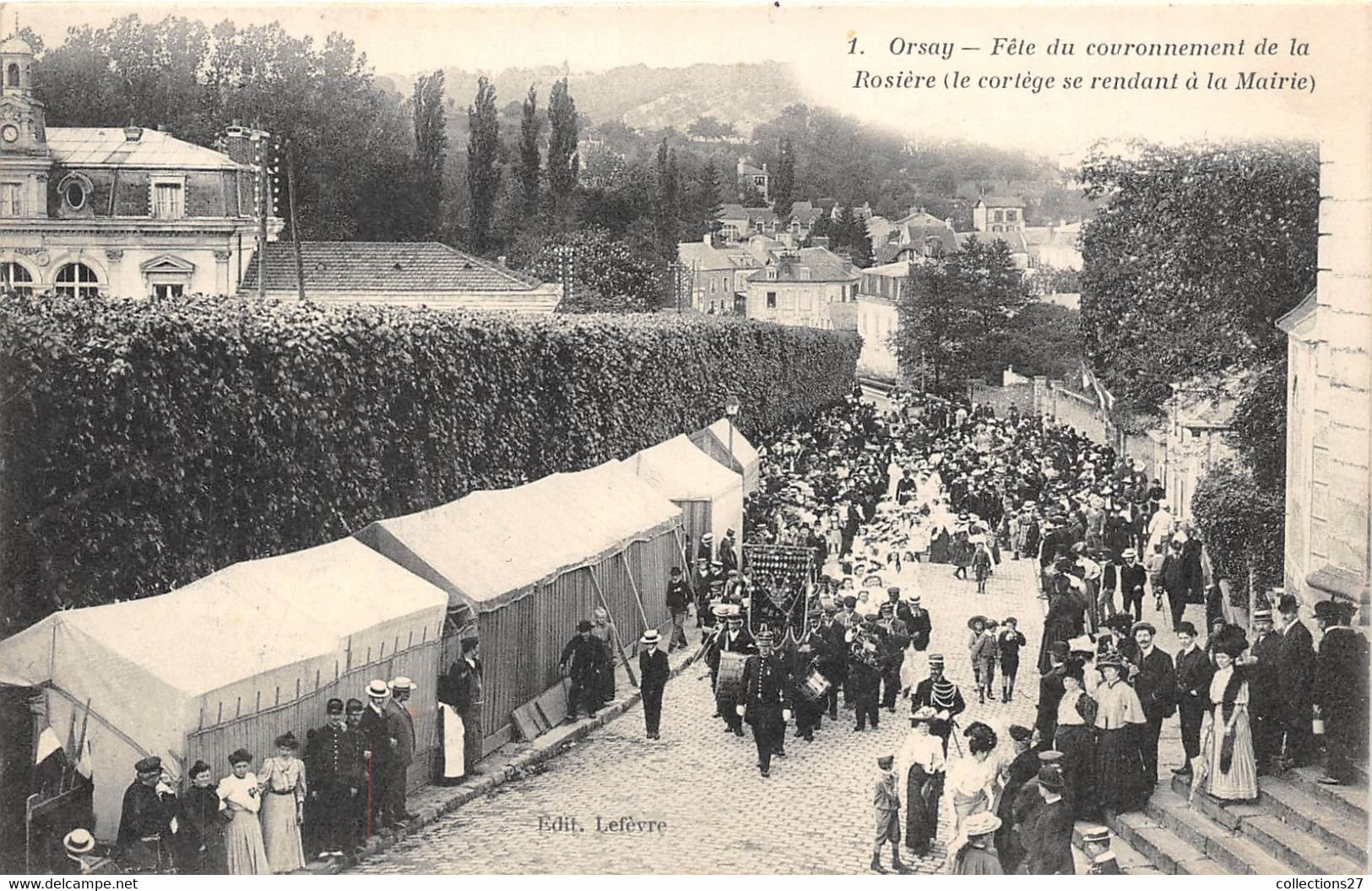 91-ORSAY-FÊTE DU COURONNEMENT DE LA ROSIERE LE CORTEGE SE RENDANT A LA MAIRIE - Orsay