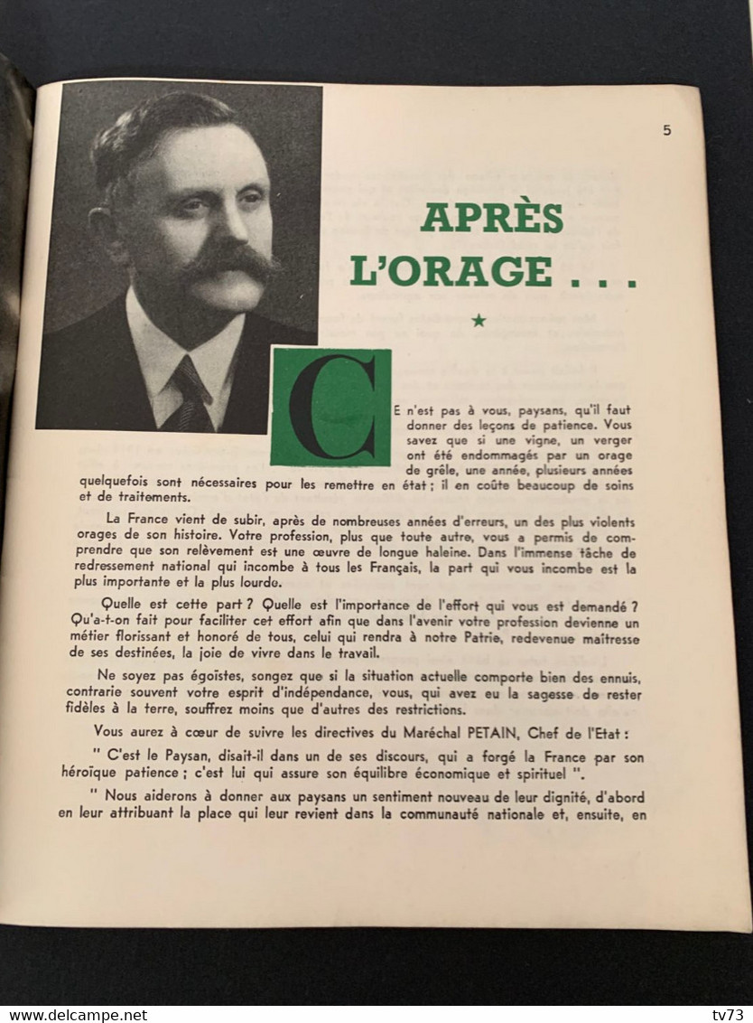 C1 - Agriculteurs Voici Ce Qu'en Un An Le Gouvernement Du Maréchal ( Petain ) à Fait Pour Vous - Guerre 1939-45