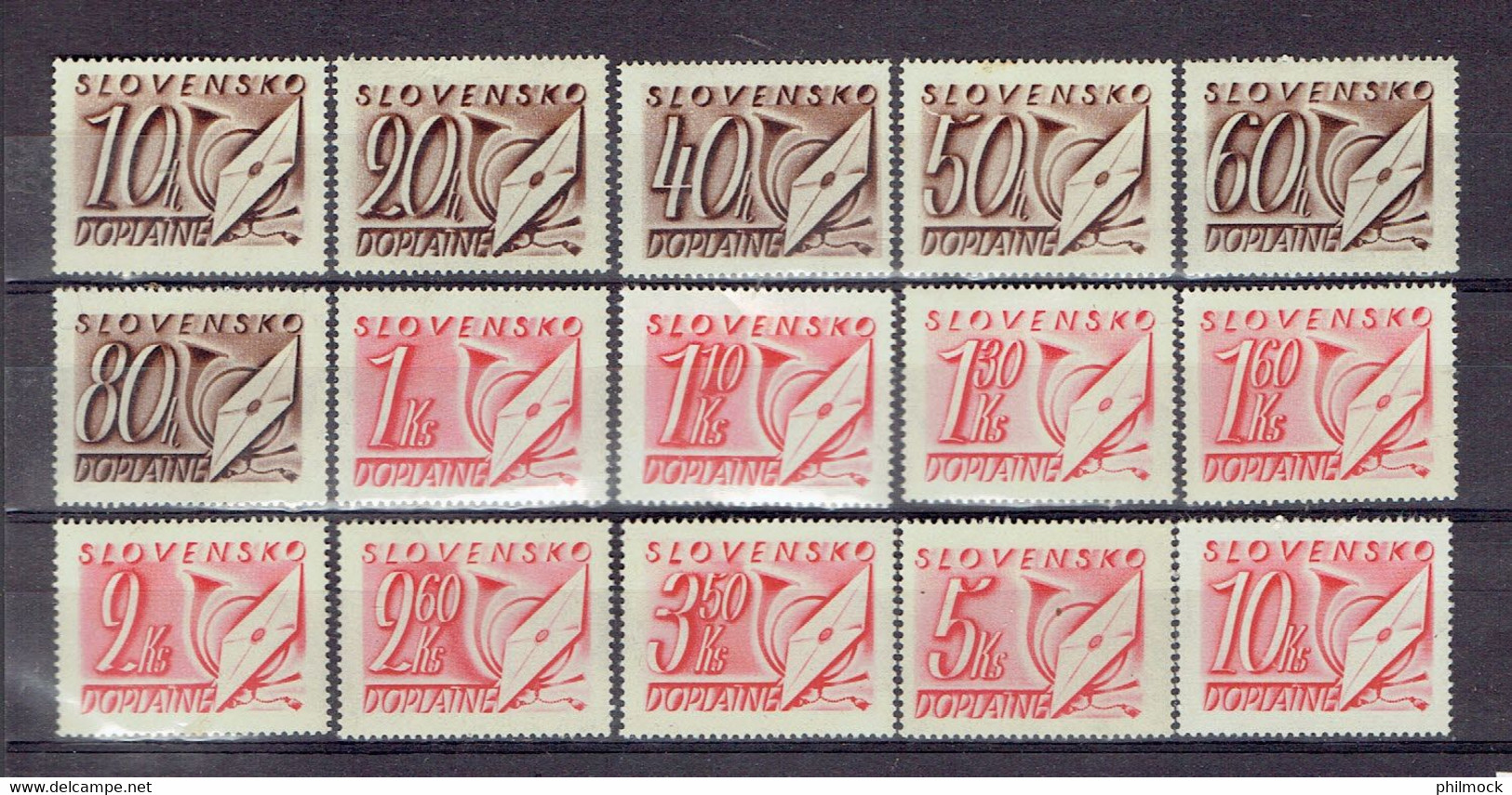 12P - Séries Slovensko - Slovaquie Taxe 26-40 - Lot Mixte MNH Et MH - Collections, Lots & Séries