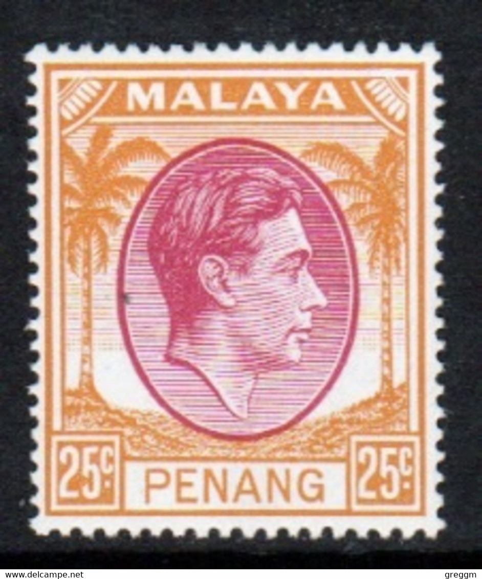 Malaya Penang 1949 George VI Single 25c Definitive Stamp In Mounted Mint - Penang