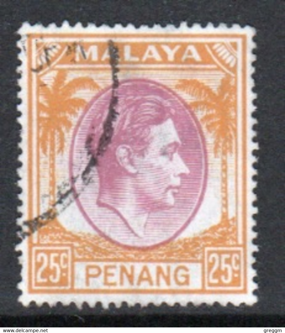 Malaya Penang 1949 George VI Single 25c Definitive Stamp In Fine Used - Penang