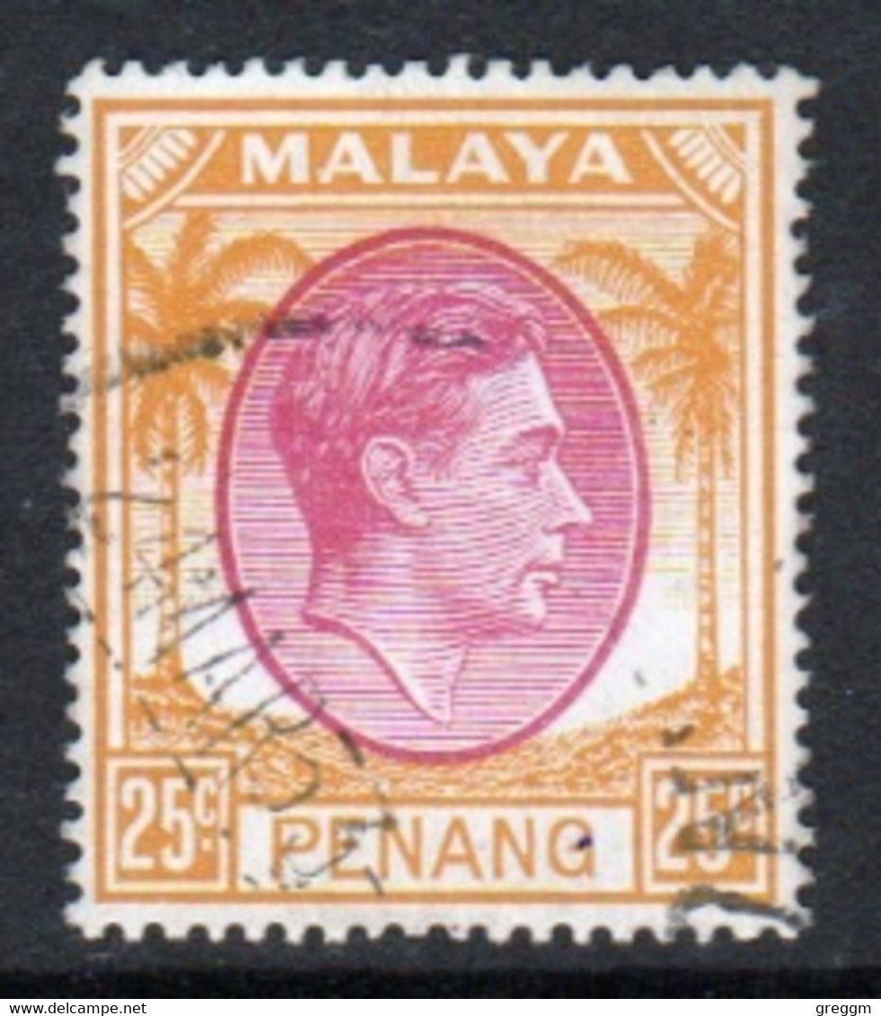 Malaya Penang 1949 George VI Single 25c Definitive Stamp In Fine Used - Penang
