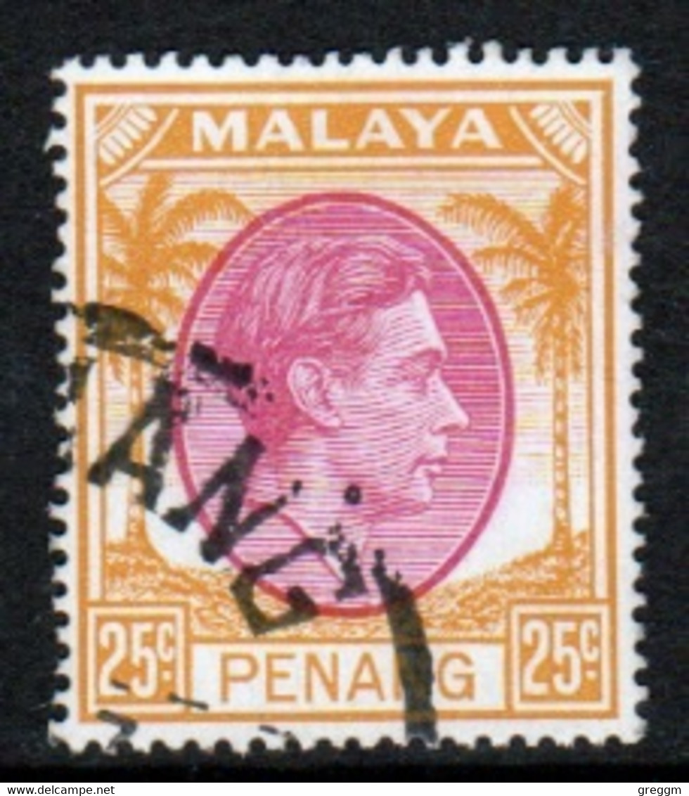 Malaya Penang 1949 George VI Single 25c Definitive Stamp In Fine Used - Penang