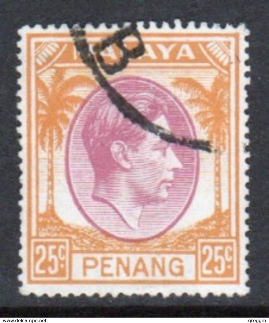 Malaya Penang 1949 George VI Single 25c Definitive Stamp In Fine Used - Penang