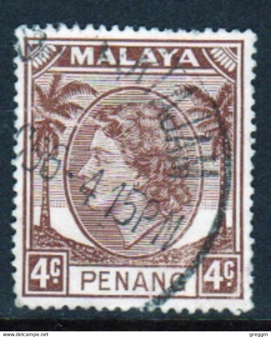 Malaya Penang 1954 Queen Elizabeth II Single 4c Stamp In Fine Used - Penang