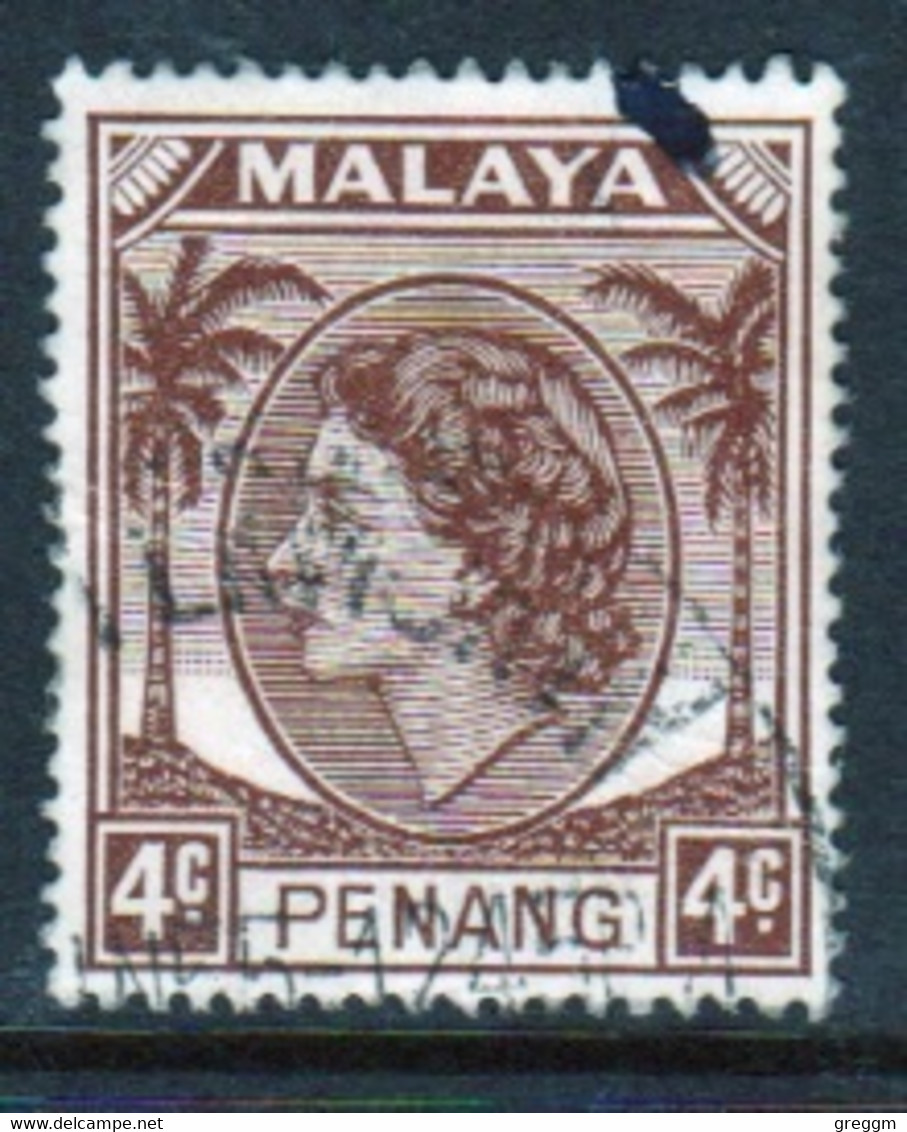 Malaya Penang 1954 Queen Elizabeth II Single 4c Stamp In Fine Used - Penang