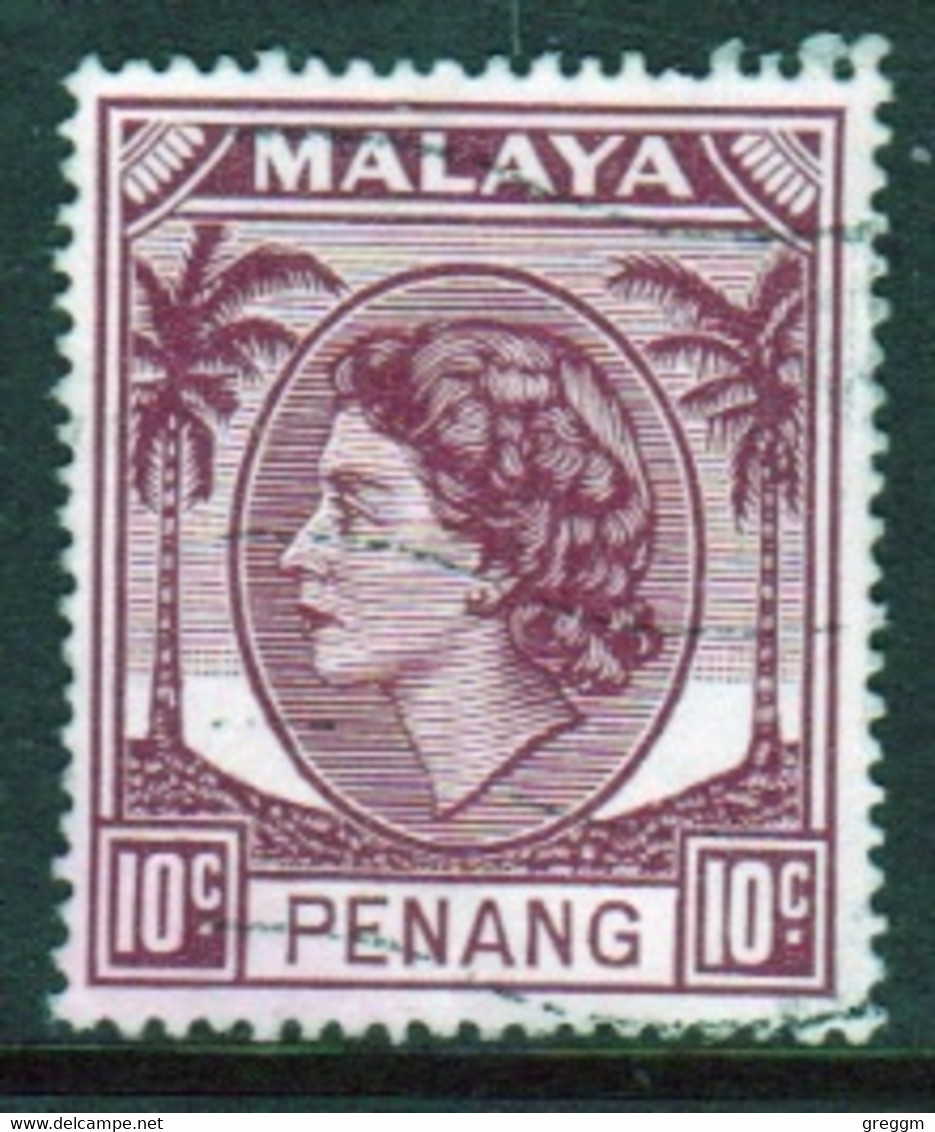 Malaya Penang 1954 Queen Elizabeth II Single 10c Stamp In Fine Used - Penang