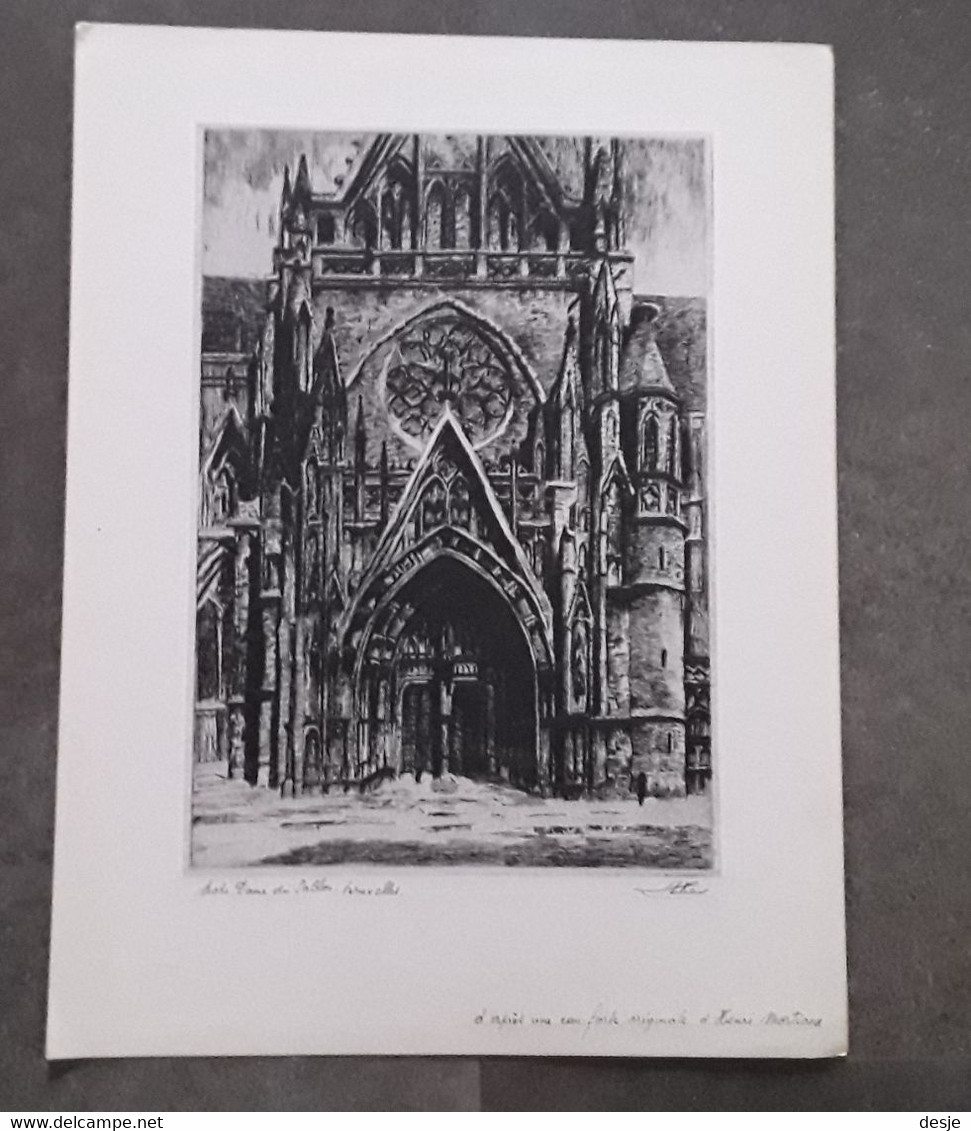 Notre Dame Du Sablon Bruxelles D' Apres Une Eau-forte D' Henri Mortiaux - Dessins