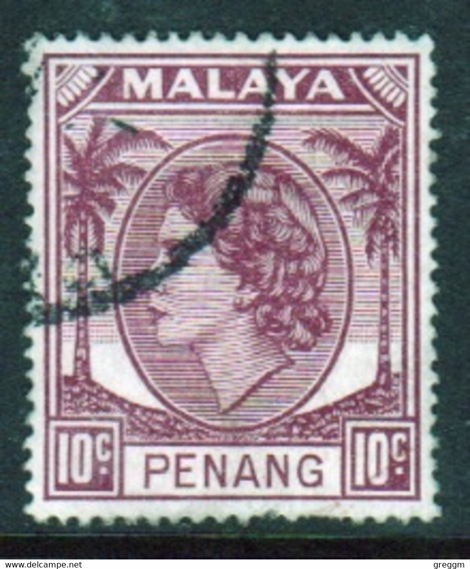 Malaya Penang 1954 Queen Elizabeth II Single 10c Stamp In Fine Used - Penang