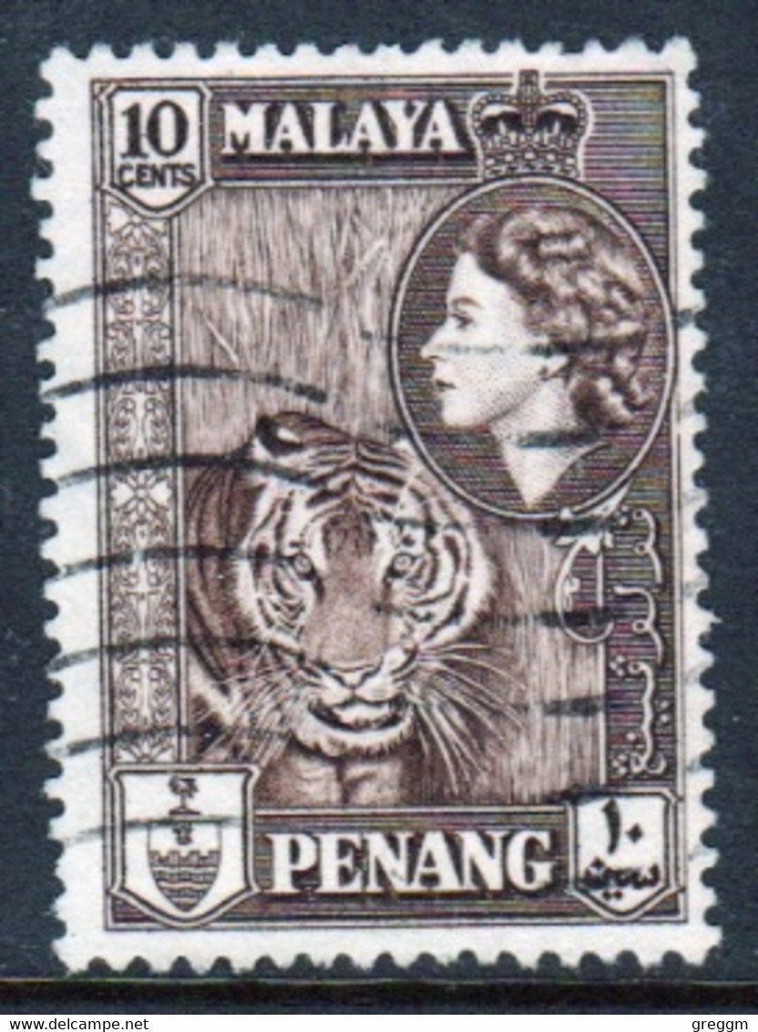 Malaya Penang 1957 Queen Elizabeth II Single 10c Stamp In Fine Used - Penang