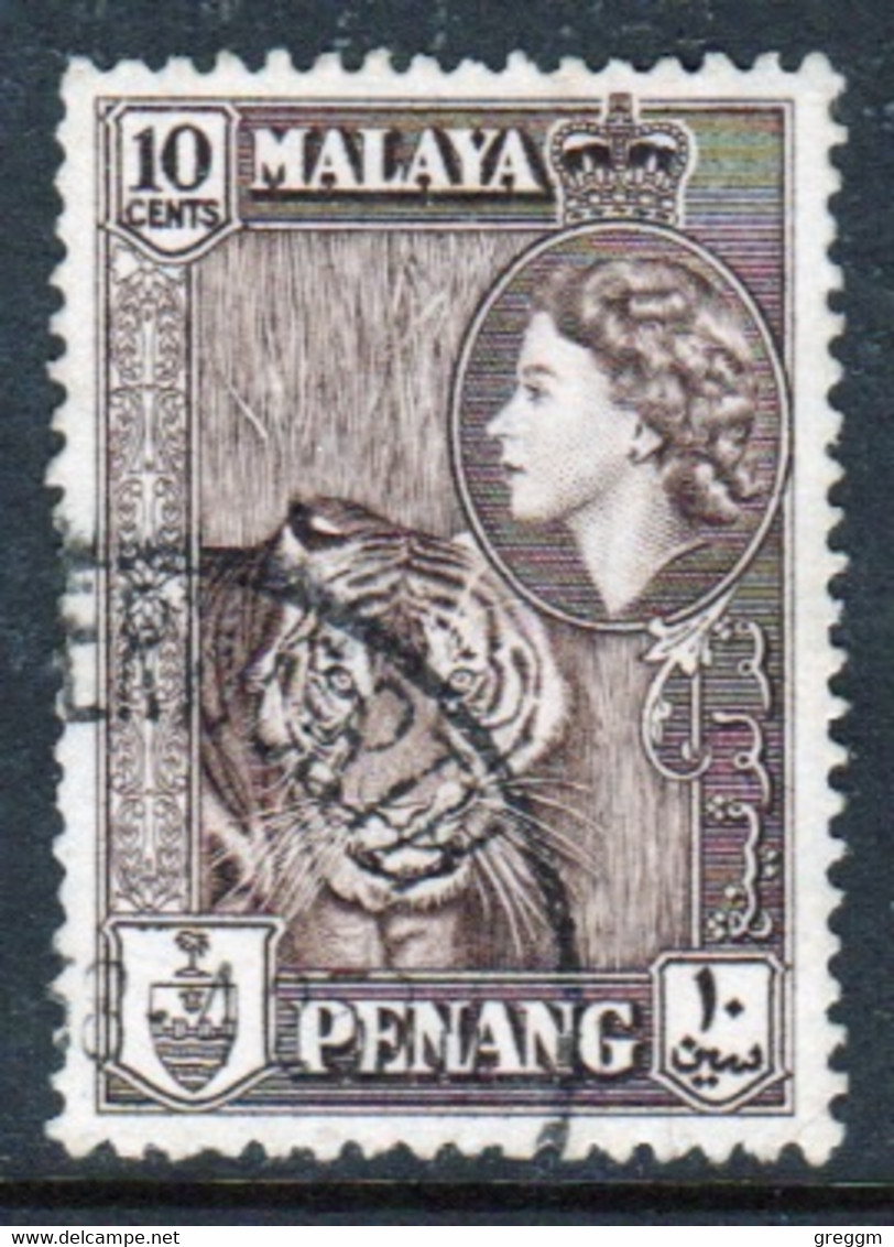 Malaya Penang 1957 Queen Elizabeth II Single 10c Stamp In Fine Used - Penang