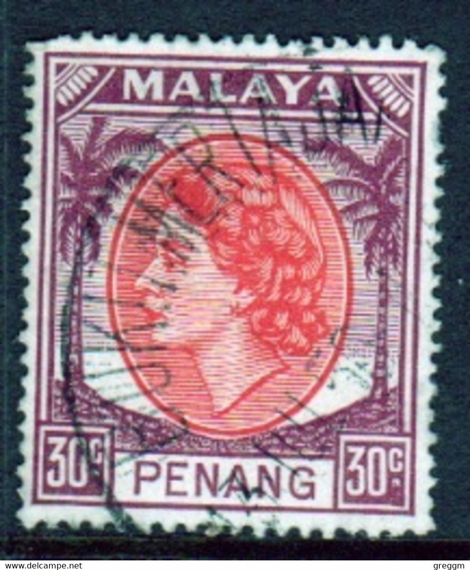 Malaya Penang 1954 Queen Elizabeth II Single 30c Stamp In Fine Used - Penang