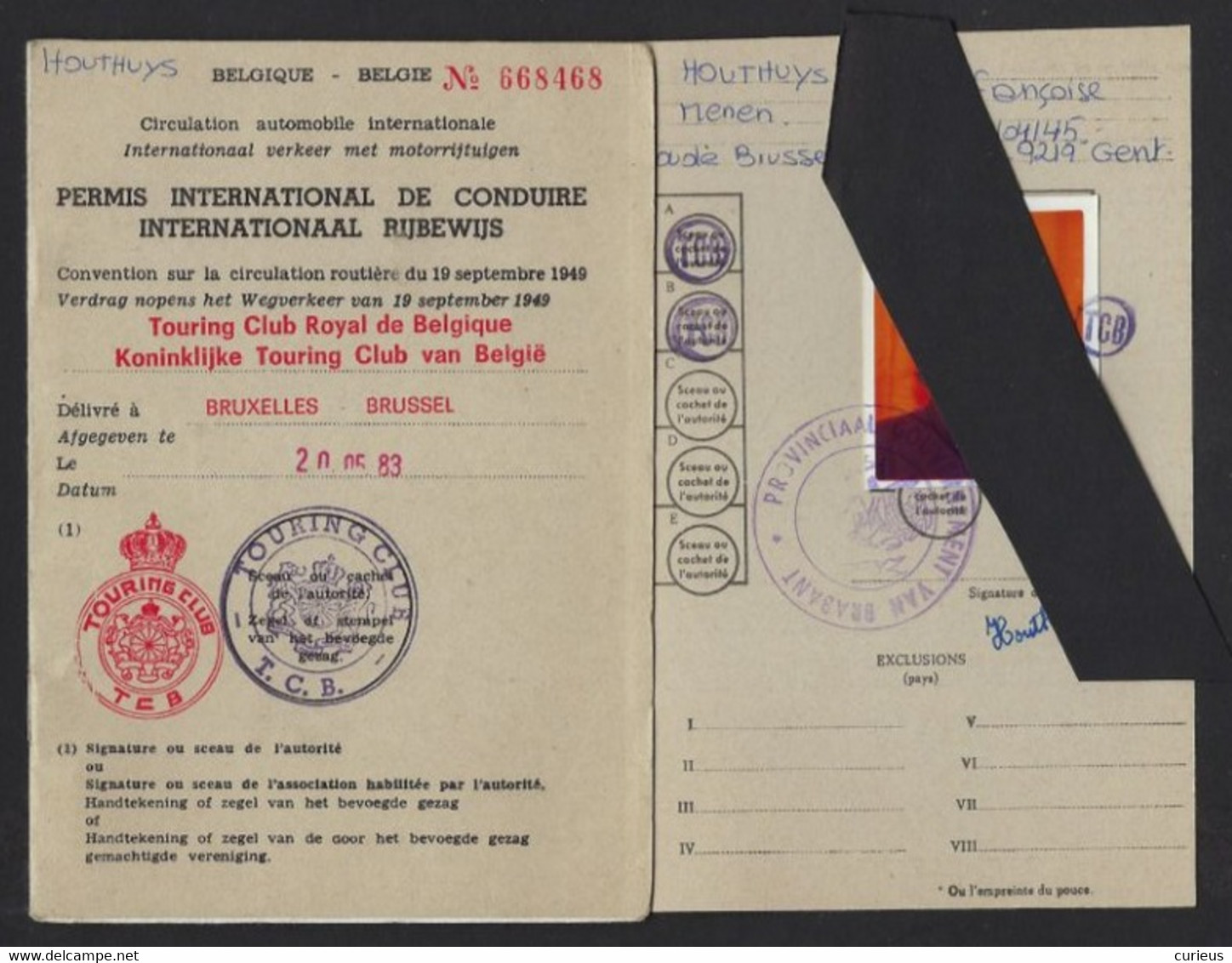 PERMIS INTERNATIONAL DE CONDUIRE * INTERN RIJBEWIJS * 1983 * BELGIE * BELGIQUE * 10.5 X 15 CM - Cars