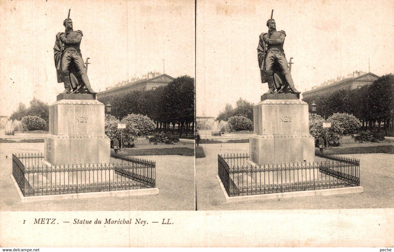 N°93063 -carte Stéréoscopique - Metz- Statue Du Maréchal Ney- - Cartoline Stereoscopiche