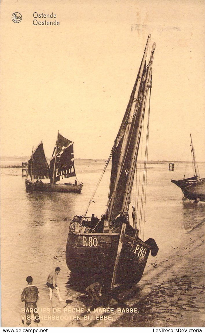 CPA Ostend - Oostende - Barques De Peche à Marée Basse - Animé - Oblitéré En 1933 - Oostende